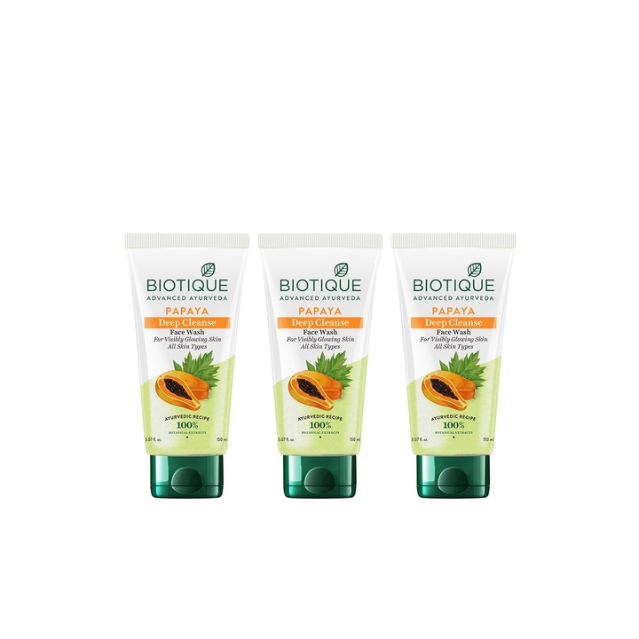 Biotique Set of 3 Papaya Deep Cleanse Visibily Glowing Skin Face Wash - 150 ml each