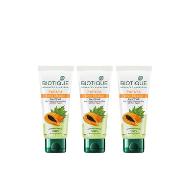 Biotique Set of 3 Papaya Deep Cleanse Visibly Glowing Skin Face Wash - 100ml each