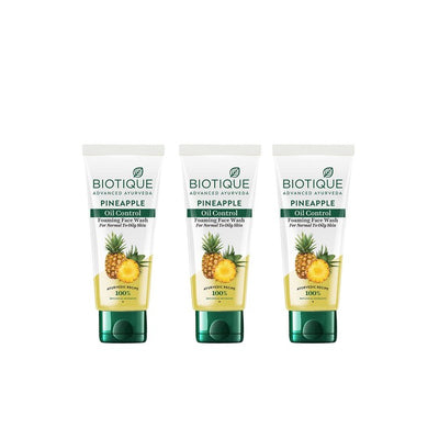 Biotique Set of 3 Pineapple Oil Control Foaming Face Wash - 100 ml each