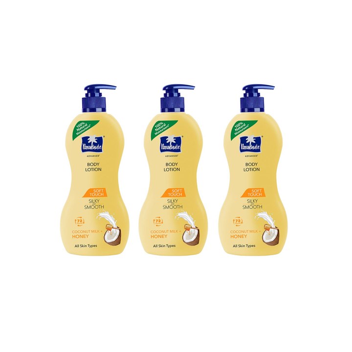Parachute Set of 3 Advansed Soft Touch Body Lotion with Coconut Milk + Honey - 400 ml each