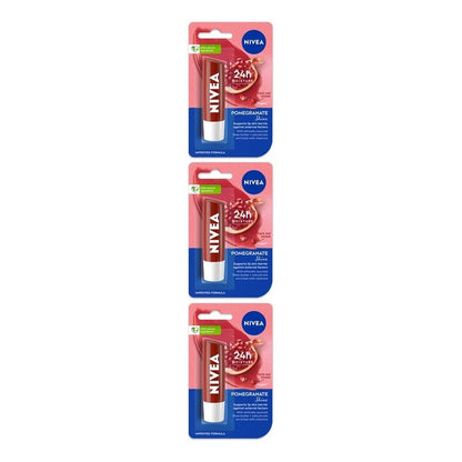 Nivea Set of 3 Pomegranate Shine Caring Lip Balm - 4.8g each