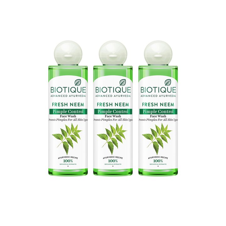 Biotique Set of 3 Fresh Neem Pimple Control Face Wash - 200ml each