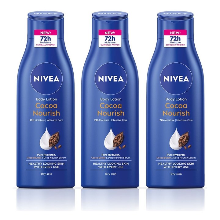 Nivea Set of 3 Cocoa Nourish Moisturiser For Dry Skin Body Lotion - 200 ml each