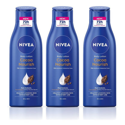 Nivea Set of 3 Cocoa Nourish Moisturiser For Dry Skin Body Lotion - 200 ml each