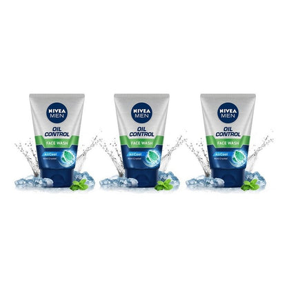 Nivea Men Set of 3 Aircool Mint Crystal Oil Control Face Wash - 100 ml each