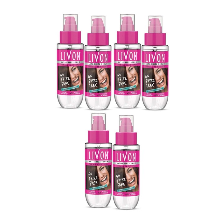 Livon Set of 6 Anti-Friz Serum For All Hair Type - 100ml Each