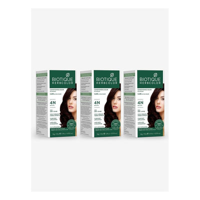 Biotique Set of 3 Herbcolor Sustainable Conditioning Hair Colour - Brown 4N
