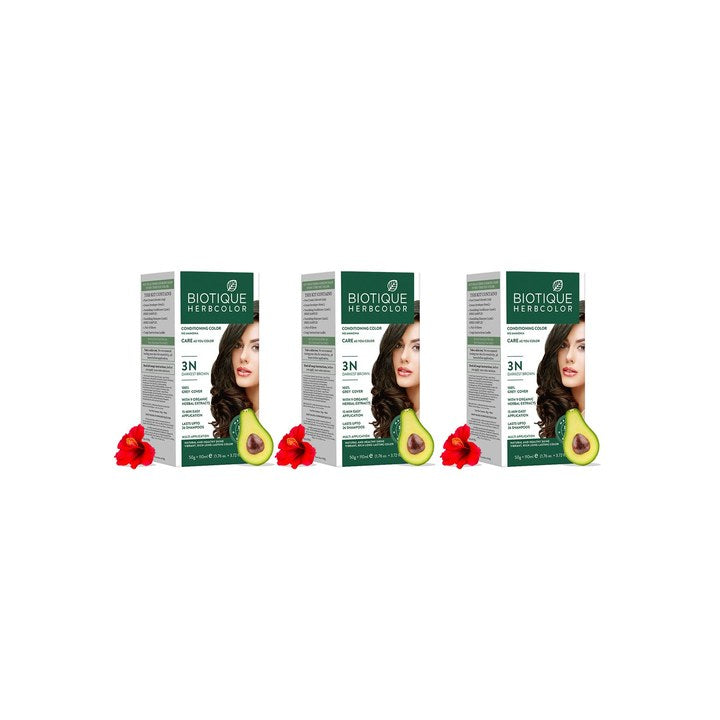 Biotique Set of 3 Herbcolor Sustainable Conditioning Hair Colour - Darkest Brown 3N