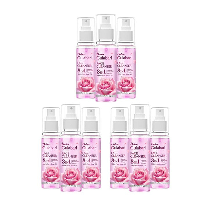 Dabur Set Of 9 Gulabari Rose Glow Face Cleanser For Hydrated Skin - 100ml Each