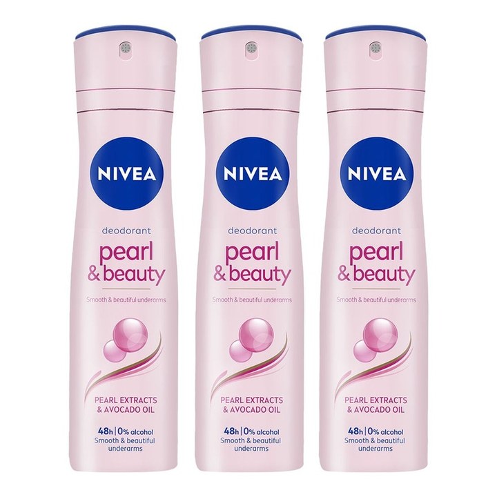 Nivea Women Set of 3 Pearl & Beauty 0% Alcohol Deodorants - 150 ml each