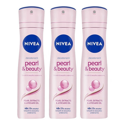 Nivea Women Set of 3 Pearl & Beauty 0% Alcohol Deodorants - 150 ml each
