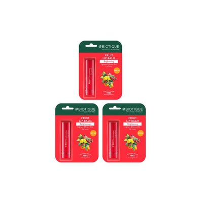 Biotique Set of 3 Fruit Brightening Lip Balm - 4g Each