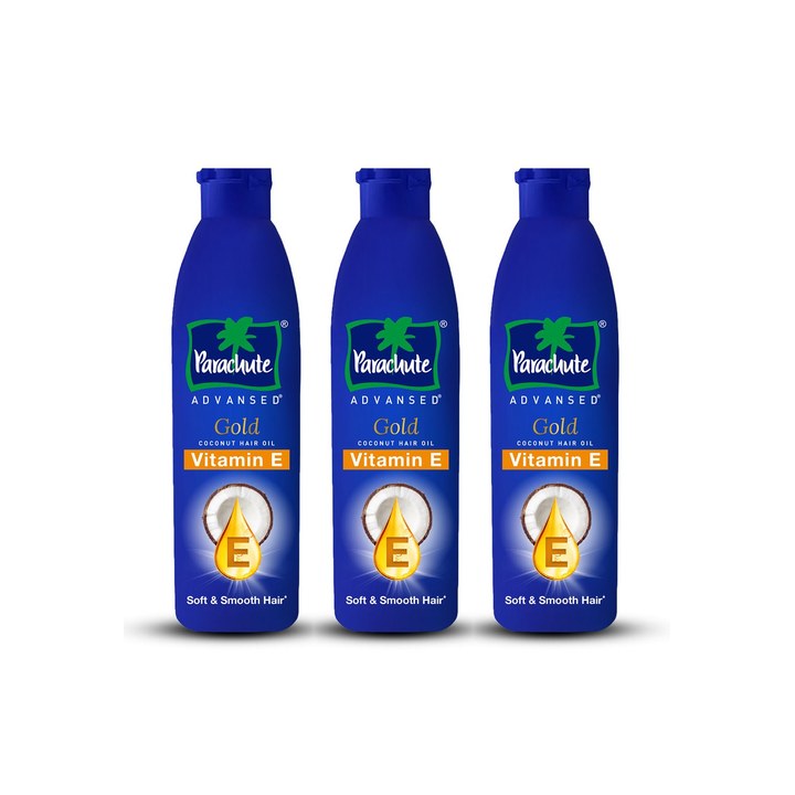 Parachute Set of 3 Advansed Gold Vitamin E Coconut Hair Oil for Soft Hair - 300 ml Each