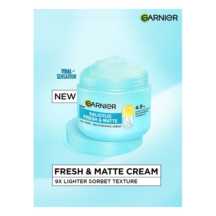 Garnier Fresh & Matte Salicylic Acid Sorbet Moisturizer for Hydrated & Oil-Free Skin 90ml