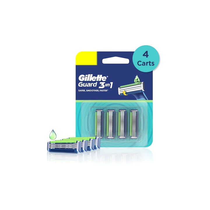 Gillette Guard 3in1 Mens Razor Cartridge - 4 Units