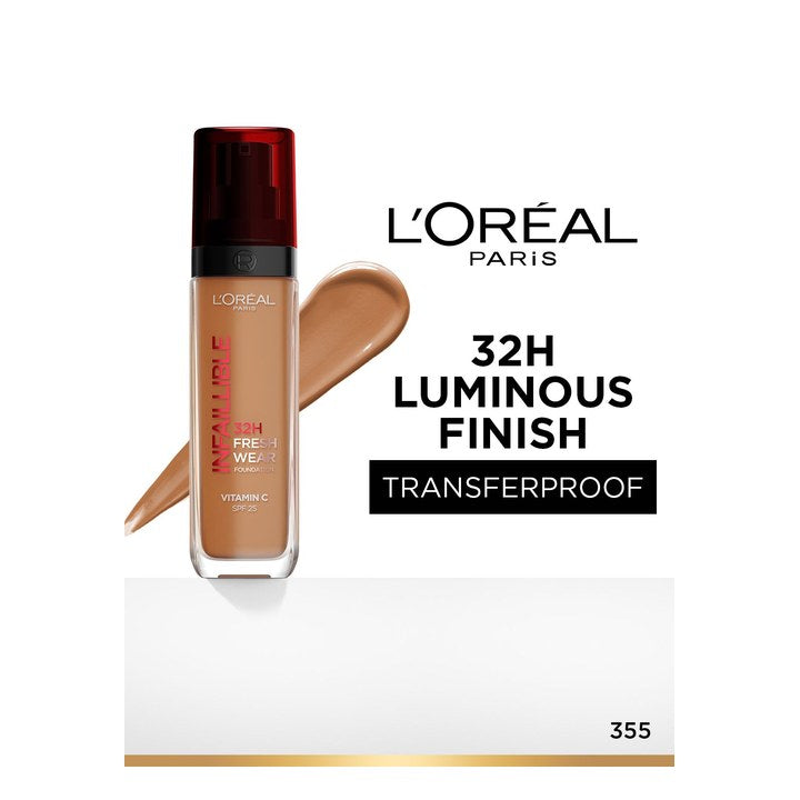 LOreal Paris Infallible 32H Fresh Wear SPF25 Foundation with Vitamin C 30 ml - No 355