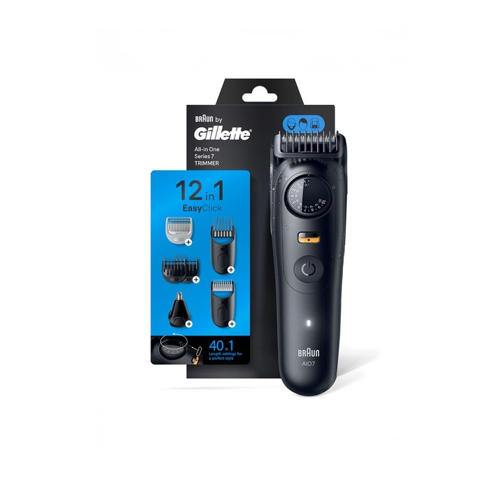 Gillette Series 7 AIO Trimmer with 12 Attachments + 40 Length Settings - Black