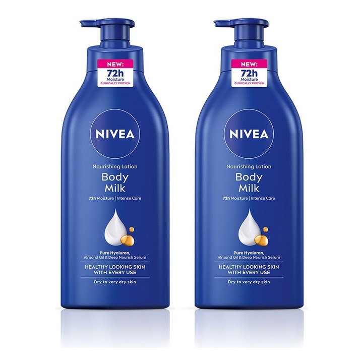 Nivea Set of 2 Body Milk Nourishing Lotion with Pure Hyaluron & Almond Oil - 625 ml each
