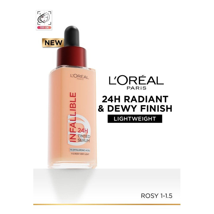 LOreal Paris Infallible 24H Tinted Serum Foundation 30ml - Rosy 1-1.5