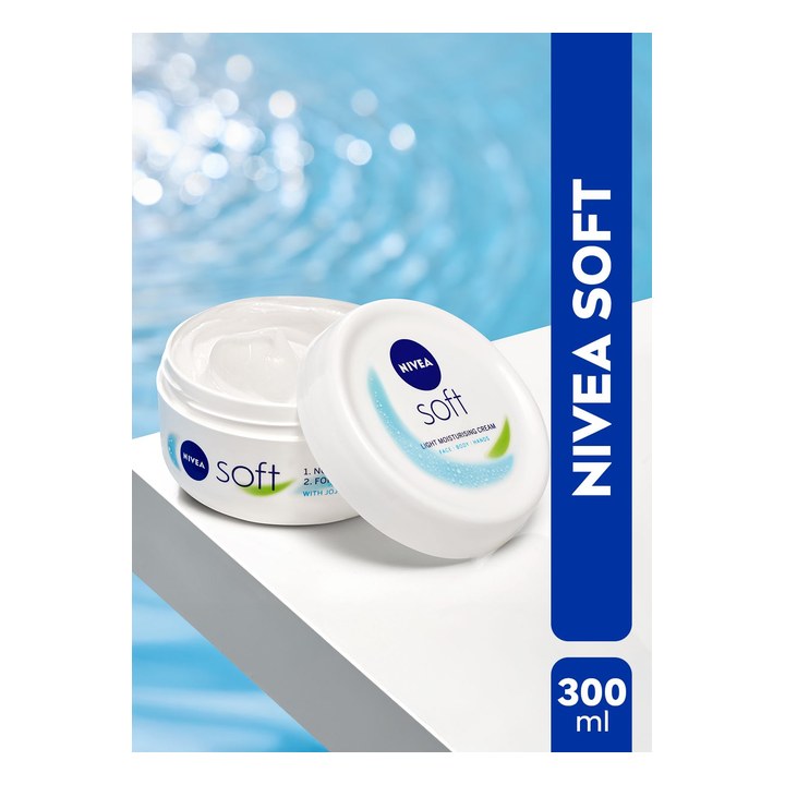 NIVEA Soft Moisturizing Cream Vitamin E 72H Hydration Face Cream - Body Moisturizer 300ml