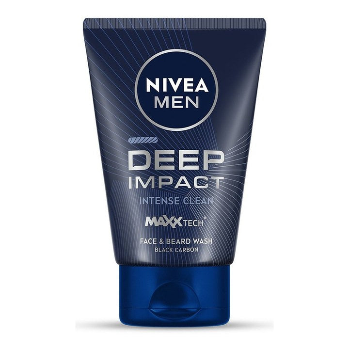 Nivea Men Deep Impact Intense Clean Face & Beard Wash - Black Carbon - 100 ml