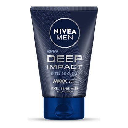 Nivea Men Deep Impact Intense Clean Face & Beard Wash - Black Carbon - 100 ml