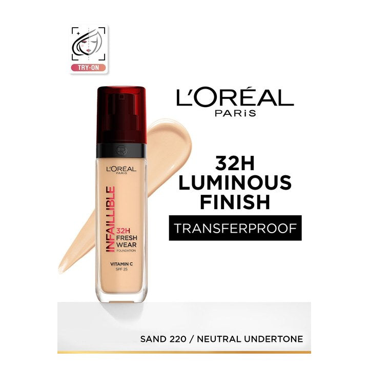 LOreal Paris Infallible 32H Fresh Wear Foundation 30 ml - Sand 220