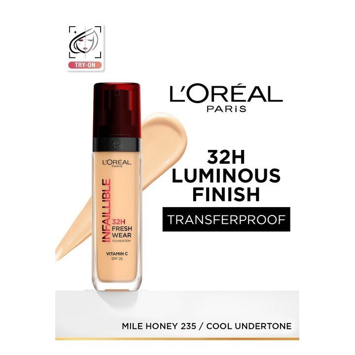LOreal Paris Infallible 32H Fresh Wear SPF25 Foundation with Vitamin C 30ml - Honey 235
