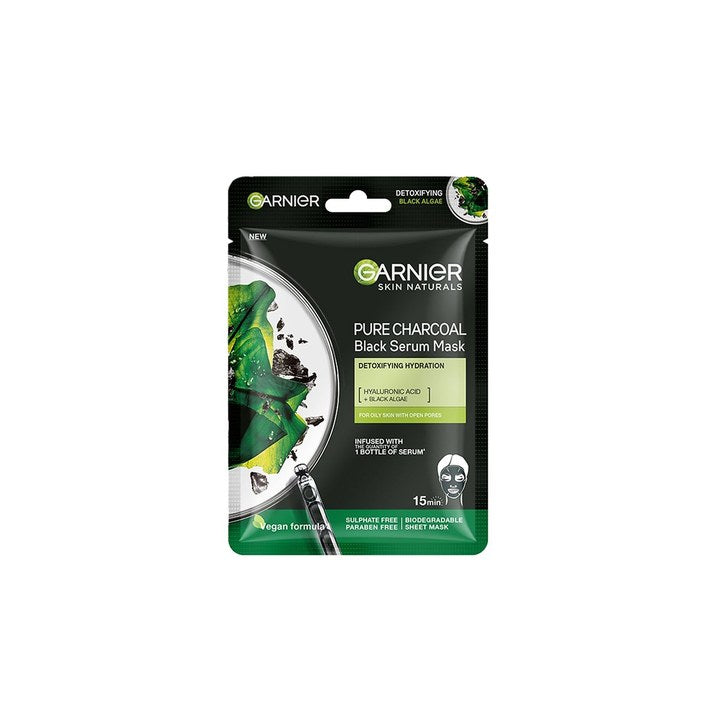 Garnier Skin Naturals Hydrating & Detoxifying Pure Charcoal Black Serum Sheet Mask - 28g