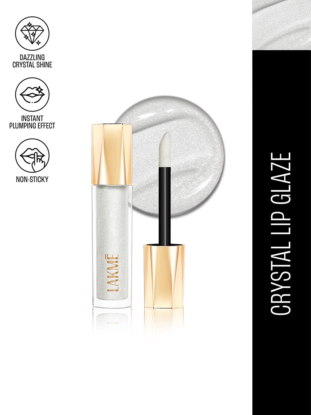 Lakme Glitterati Non-Sticky Hydrating Lip Glaze With Vegan Collagen 5ml - Crystal Crush