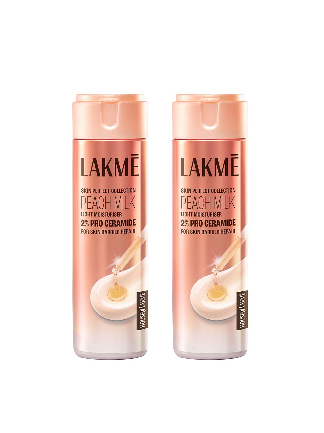 Lakme Set of 2 Peach Pro Ceramide Moisturizer with Vitamin E For Dry Skin - 120ml each