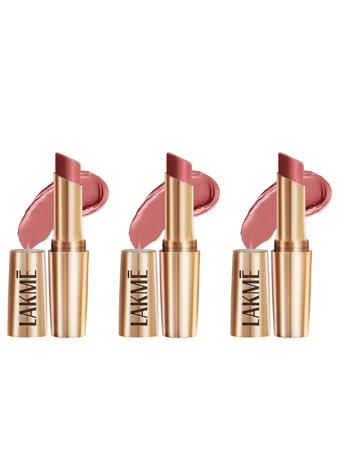 Lakme Set of 3 9to5 Powerplay Priming Matte Lipstick 3.6g each - MP7 Blushing Nude