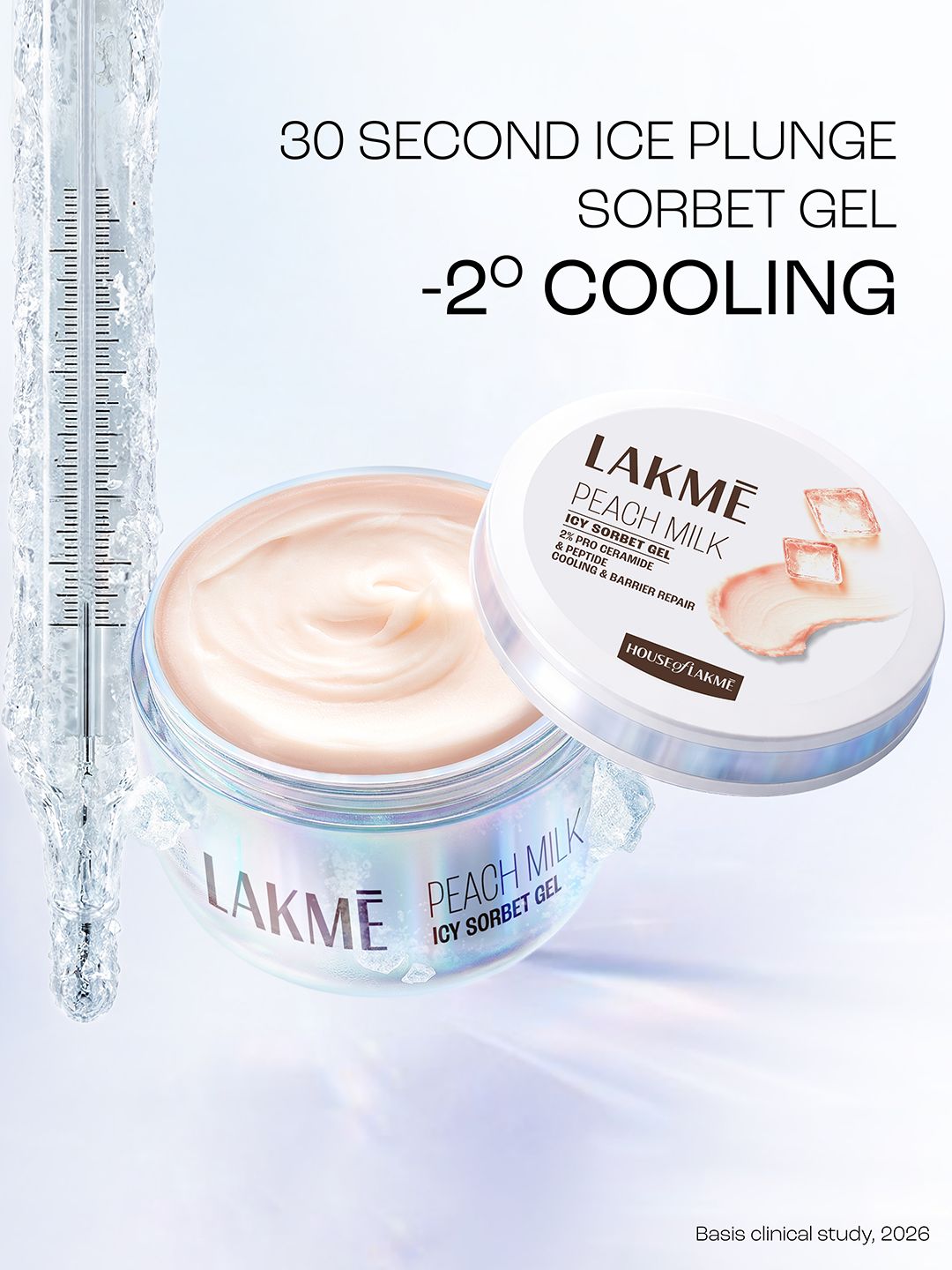 Lakme Peach Milk Icy Sorbet Gel Instant Cooling Moisturizer with 2% Pro-Ceramide - 200 g