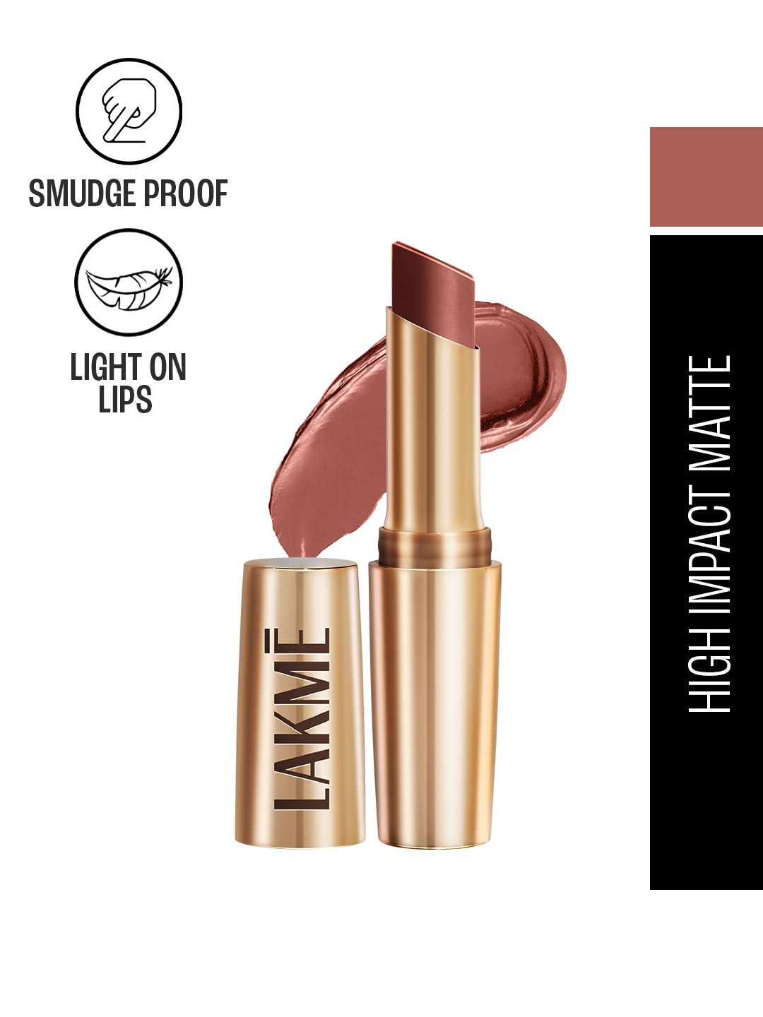 Lakme 9to5 Powerplay Priming Matte Lipstick With Vit E Lasts 16Hr 3.6g - Nude Touch