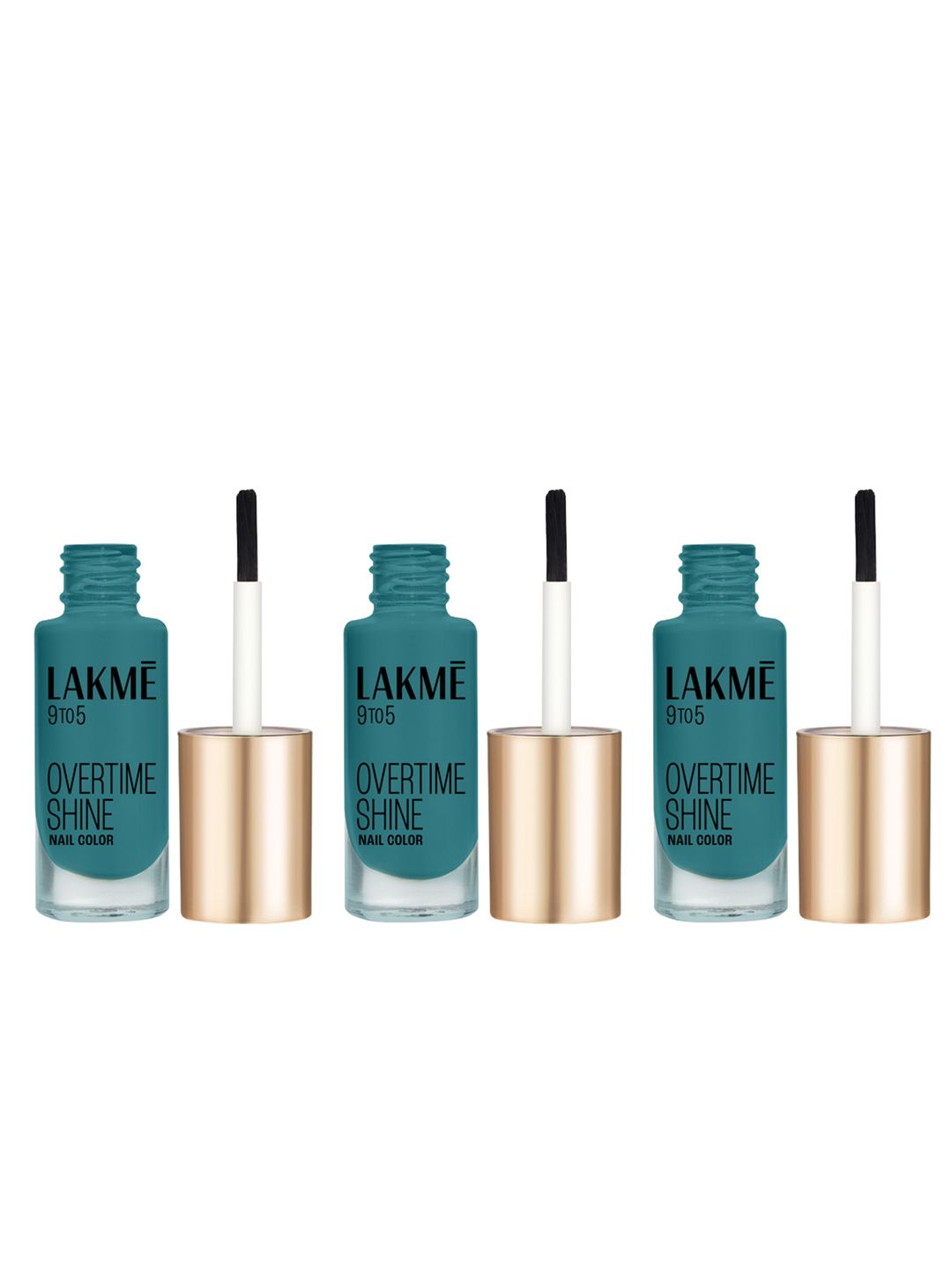 Lakme 9to5 Set of 3 Overtime Shine Glossy Quick Dry Nail Color 6 ml each - Emerald Power