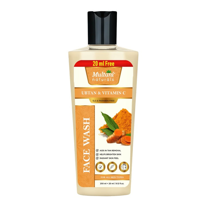 Multani Naturals Ubtan & Vitamin C Face Wash 270ml | Deep Cleansing & Skin Brightening | Removes Dirt, Tan & Excess Oil | Helps Improve Glow & Even Skin Tone | Gentle Daily Face Cleanser | SLS & Paraben Free, Dermatologically Tested | For All Skin...