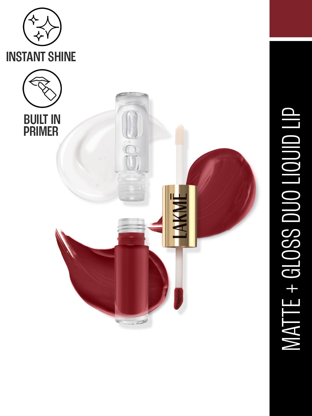 Lakme 9to5 Matte To Glass 2 in 1 Transferproof Liquid Lip Color 7.6ml - Fiery Red