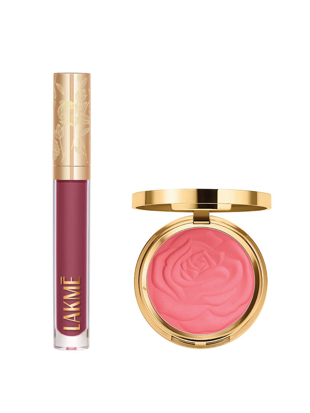 Lakme Rouge Bloom Blush & Liquid Lipstick Combo - Pink Blossom 2 & Blushing Bae 204