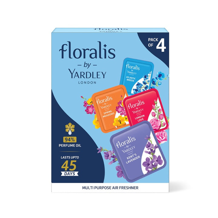 Floralis by Yardley London Air Pocket | Assorted Pack | Lasts up to 45 Days | For Cars, Cupbaord, Bathroom | 94% Perfume Oil
