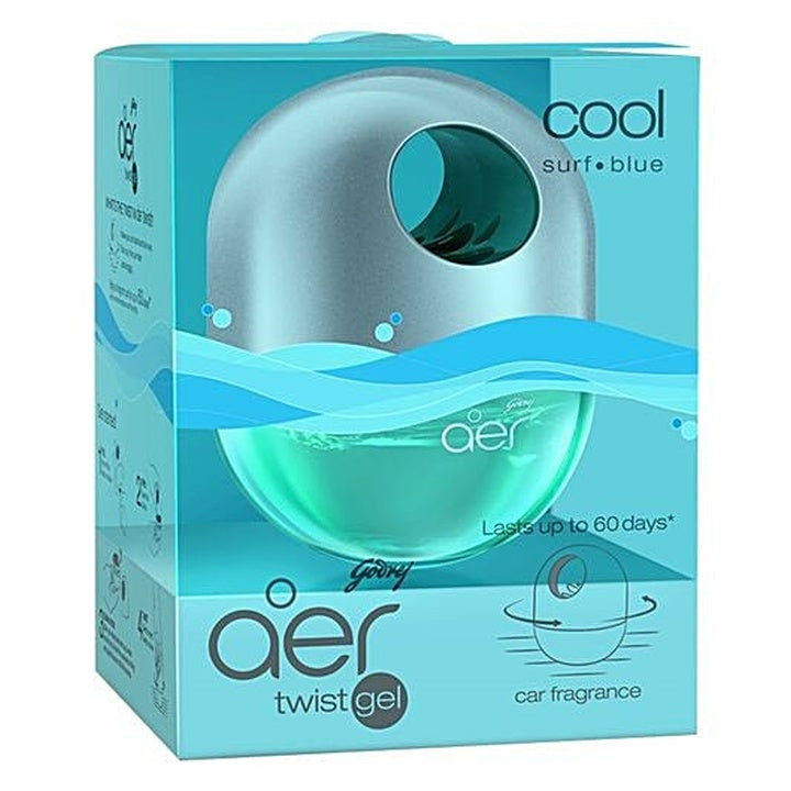 Godrej Aer Twist Gel - Car Air Freshener, Cool Surf Blue (45 g)