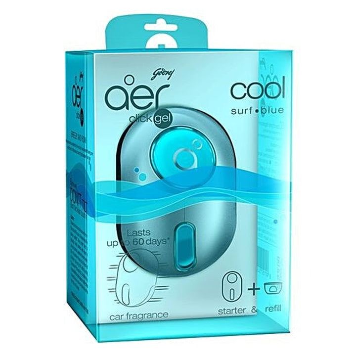 Godrej Aer Click Gel - Car Vent Air Freshener Kit, Cool Surf Blue (10 g)