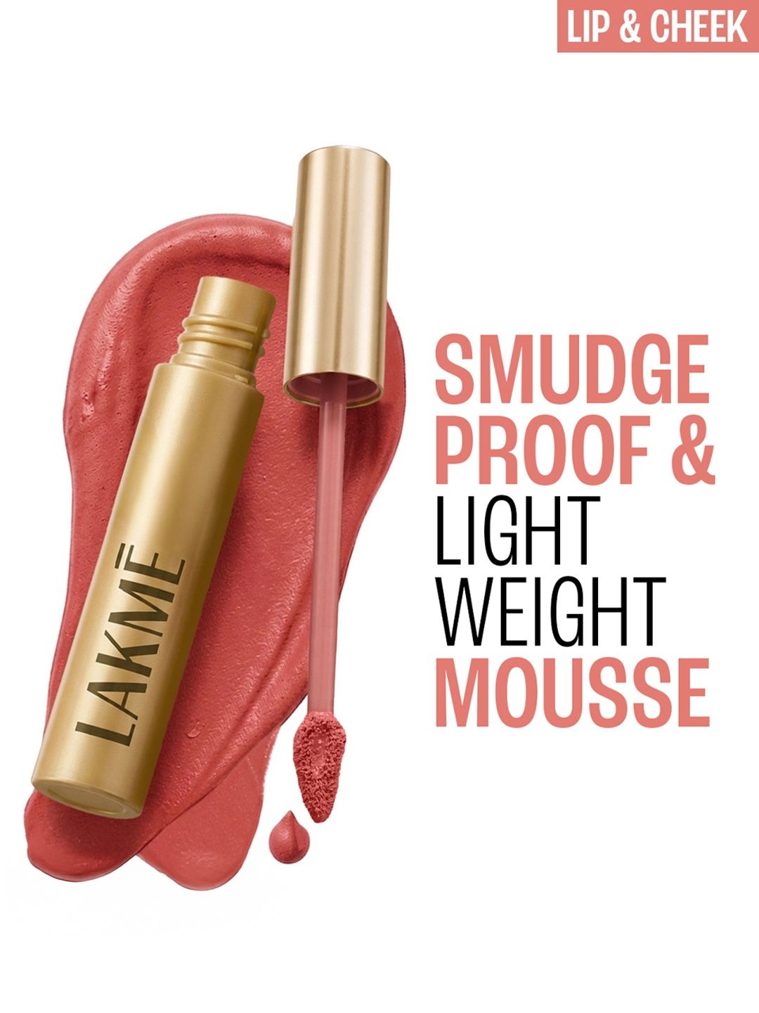 Lakme Double Duty 2in1 Lip & Cheek Mousse Matte Lipstick & Soft Blush 9g - Blush Velvet