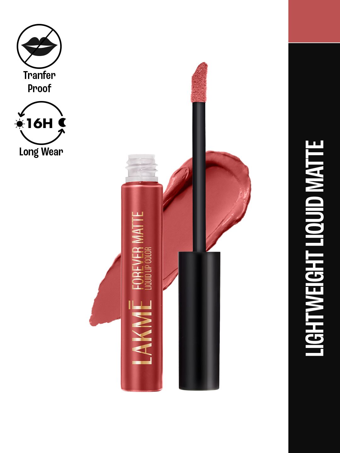 Lakme Forever Matte Lightweight & Transferproof 16Hr Liquid Lipstick 5.6ml - Coral Sense