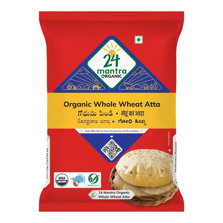 24 Mantra Organic Whole Wheat Atta : 5 kgs