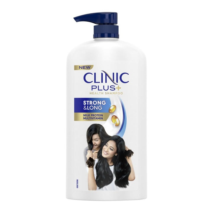 CLINIC PLUS Strong & Long Shampoo, 1 LTR, for Hair Growth and Strength, with Milk Proteins & Multivitamins, Strengthening Formula