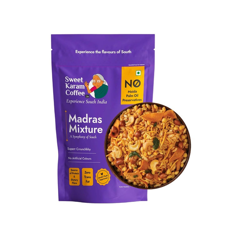 Sweet Karam Coffee Special Madras Mixture – 200grams | No Palm Oil or Preservatives | Authentic South Indian Namkeen Snack | Crispy & Fresh Homemade Taste | Perfect Tea-Time Savory