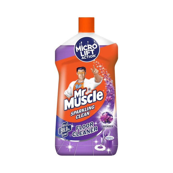 Mr. Muscle Floor Cleaner Liquid, Lavender, 1000ml | Disinfects and Restores Shiny Floors | Kills 99.9% Germs