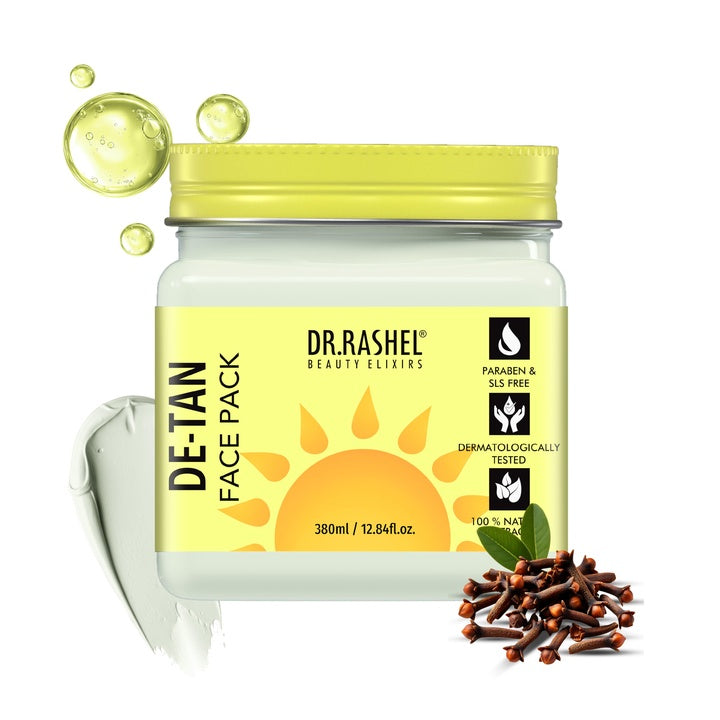 DR.RASHEL Beauty Elixirs De-Tan Face Pack for Glowing Skin, Oil Control, Acne, Pimples, Detan, Blemishes, Pigmentation & Brightening, Face Cleansing for Face & Body (380 Ml)