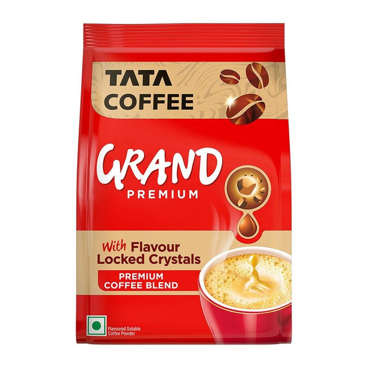 Tata Premium Instant Coffee, 90g/100g Pouch, 100% Pure Coffee, With Flavour Locked Decoction Crystals, Rich Aroma & Great Taste