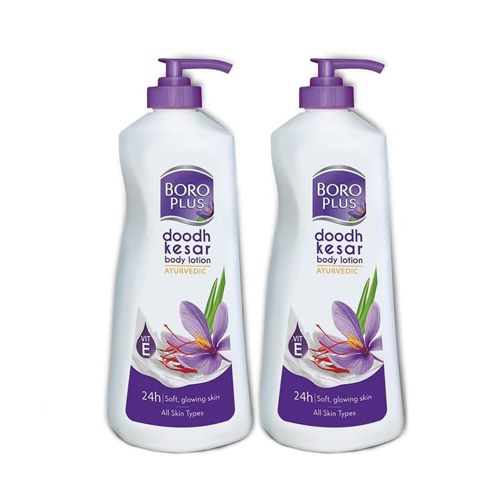 Boroplus Body Lotion | Provides 24Hrs Moisturisation | 100% Ayurvedic Lotion | Vitamin E For Dry And Normal Skin | With Goodness Of Dhoodh, Badam & Kesar | 400ML (Pack of 2)